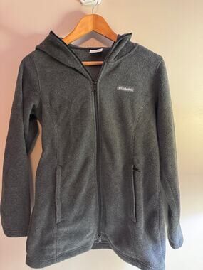 Columbia Women's M Gray Hooded Full Zip Fleece Jacket Zip Pockets